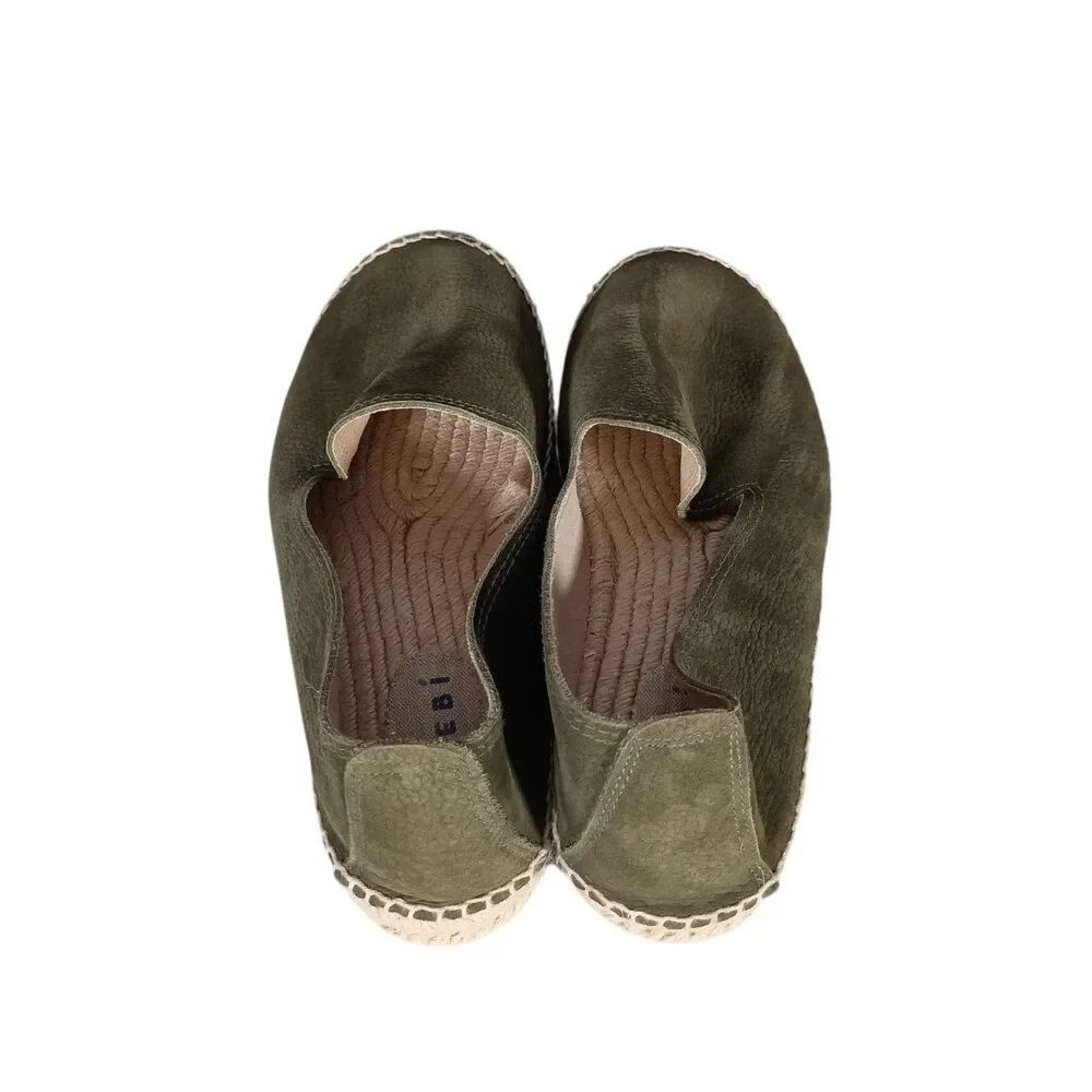 Manebi Hamptons Green Leather Espadrilles Slip-On Loafer Flat Spain Men 44/US 11